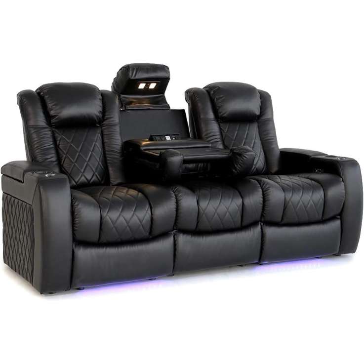 Valencia Tuscany Leather Power Reclining Home Theater Seating Row of 3