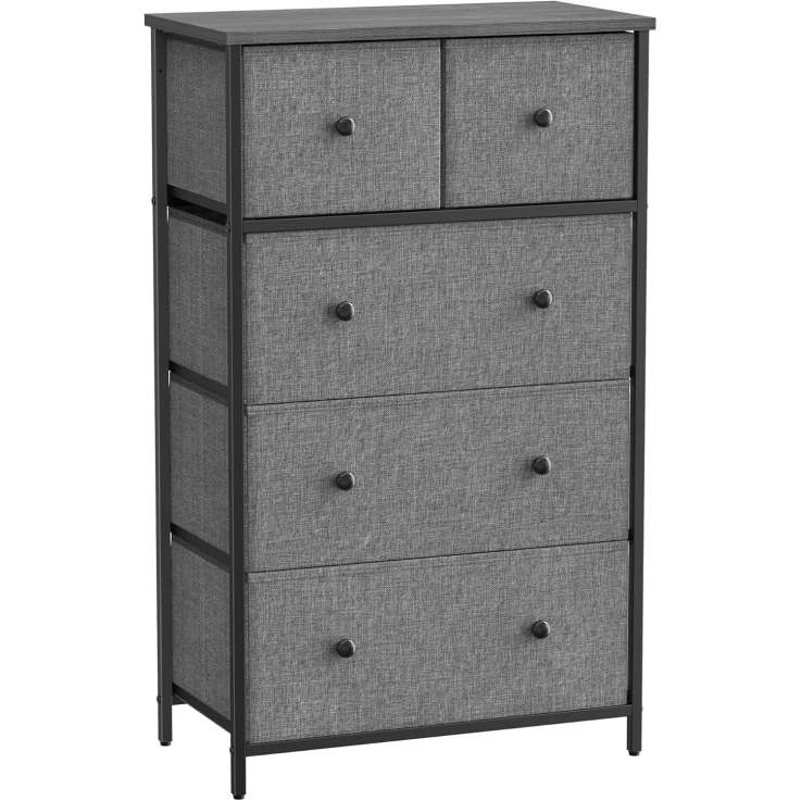 SONGMICS 5-Drawer Fabric Storage Organizer - Grey & Black