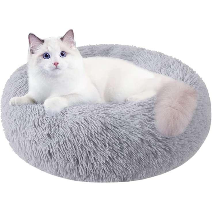 Cozy Donut Cat Bed - Small Dog Bed - Plush Calming Pet Bed