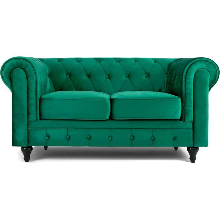 Bravich Green Velvet Chesterfield Sofa 2 Seater Settee