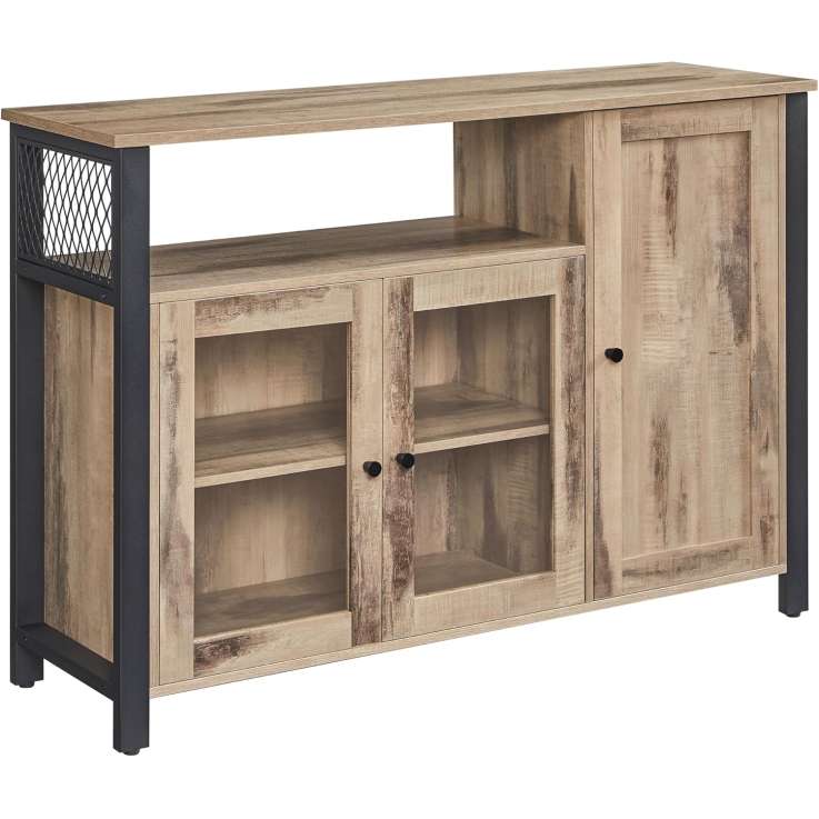 VASAGLE Industrial Storage Cabinet Buffet Table with 3 Doors