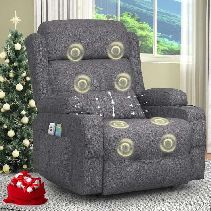SQUEBILIFE Massage Recliner Chair for Elderly with Heat & USB Ports