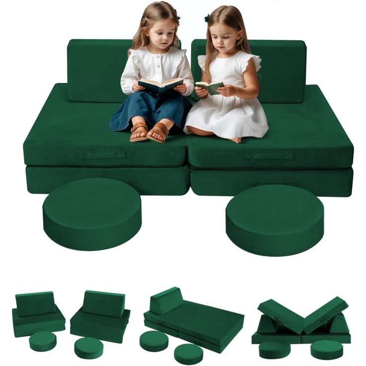 Kids Couch - MeMoreCool Nugget Sofa for Playroom, Fold Out Toddler Couch