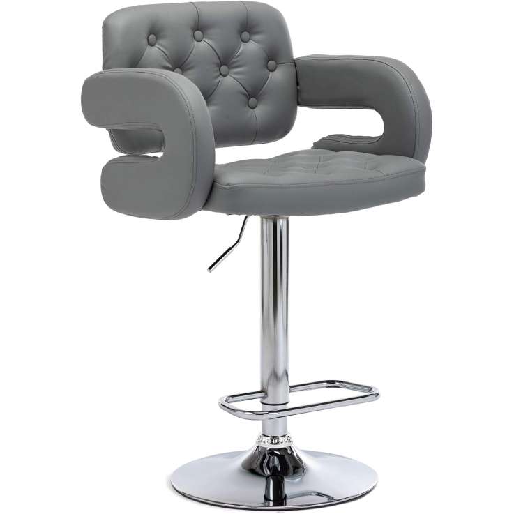 Swivel Bar Stools Kitchen Breakfast Faux Leather - Light Grey