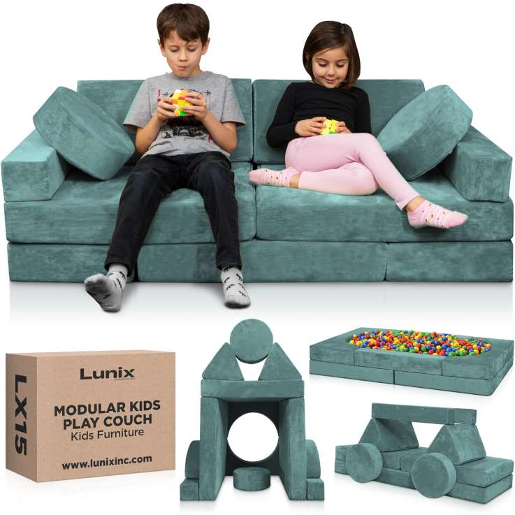 Lunix LX15 Kids Play Couch - Modular Foam Sofa & Building Blocks