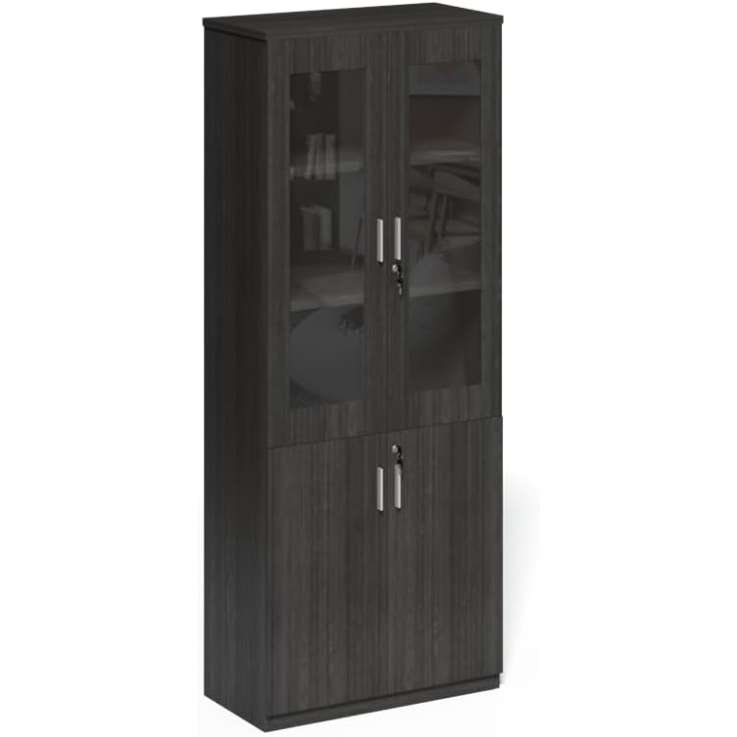 Grey Oak Bookcase - 2000mm Tall Office Storage Cabinet