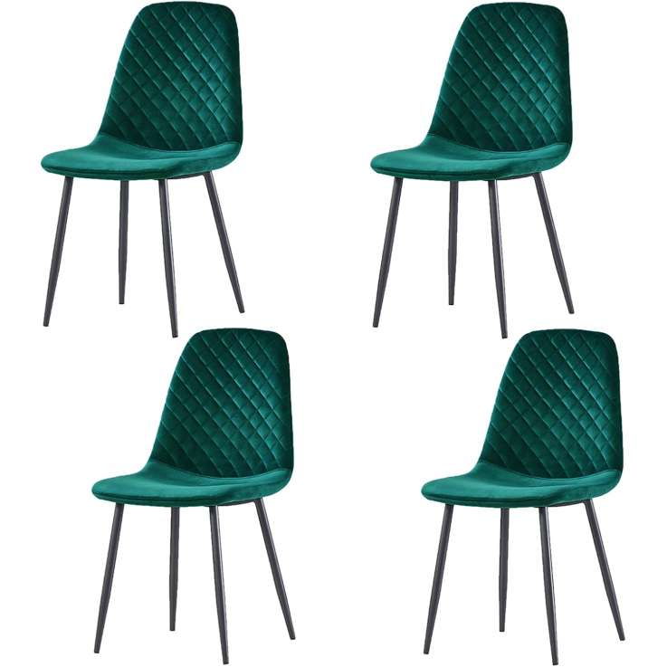 AINPECCA Velvet Dining Chairs Set of 4, Green Upholstered Fabric with Metal Legs