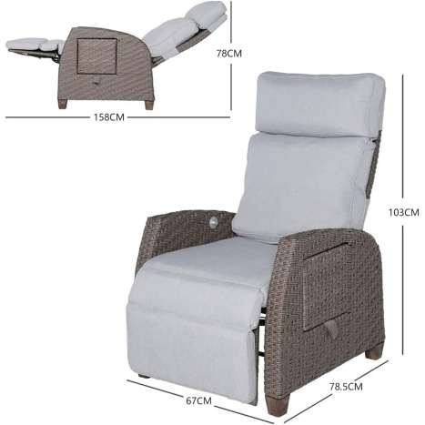 Grand patio Reclining Wicker Sun Lounger with Flip Table