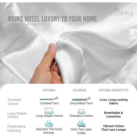 Luxury King Size 600 Thread Count Cotton Duvet Cover Set - White