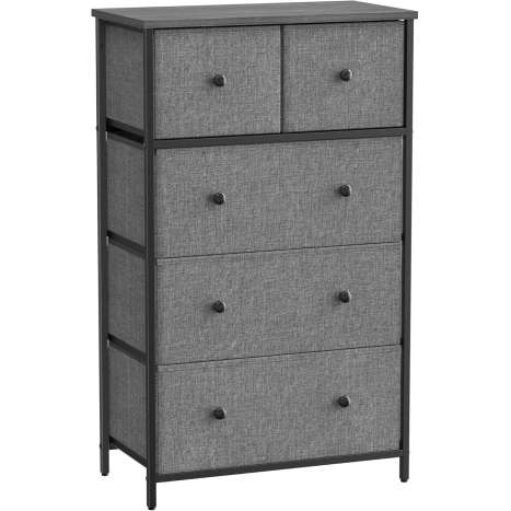 SONGMICS 5-Drawer Fabric Storage Organizer - Grey & Black