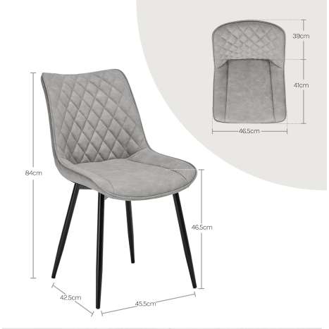 WOLTU Grey Faux Leather Dining Chairs Set of 4, Padded Kitchen Counter Chairs