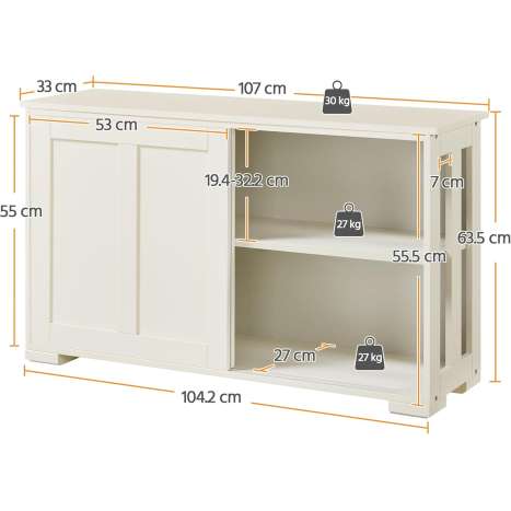 Yaheetech Antique White Sideboard Buffet Cabinet with Sliding Doors