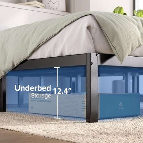 Zinus Elias Double Metal Bed Frame with Underbed Storage & Steel Slats - Black