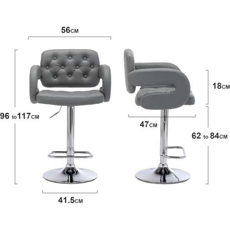 Swivel Bar Stools Kitchen Breakfast Faux Leather - Light Grey