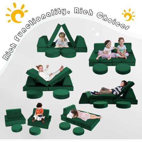 Kids Couch - MeMoreCool Nugget Sofa for Playroom, Fold Out Toddler Couch