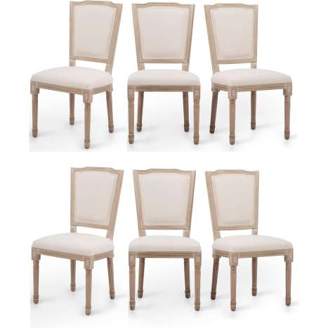 VONLUCE Vintage French Country Upholstered Dining Chairs Set of 6, Memory Foam