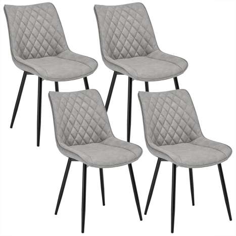 WOLTU Grey Faux Leather Dining Chairs Set of 4, Padded Kitchen Counter Chairs