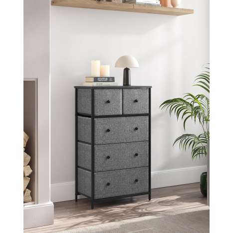 SONGMICS 5-Drawer Fabric Storage Organizer - Grey & Black