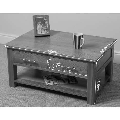 Oslo Solid Oak Coffee Table with Storage Drawers