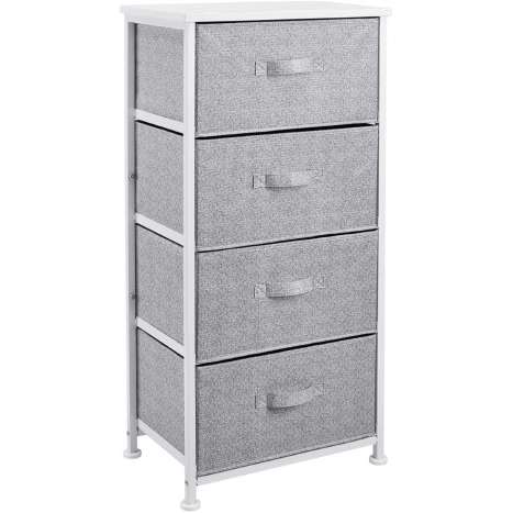 4-Drawer Fabric Storage Organizer with Steel Frame - White