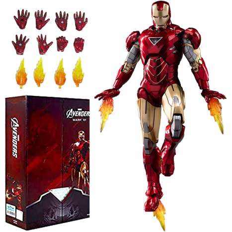 Ironman Mark 42 Action Figure - Movable Joints, Metal Texture, 7 Inch Collectible
