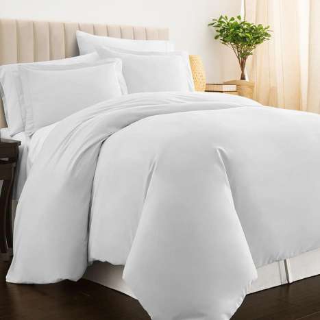 Pizuna King Size White Duvet Cover Set - 400 Thread Count Long Staple Cotton