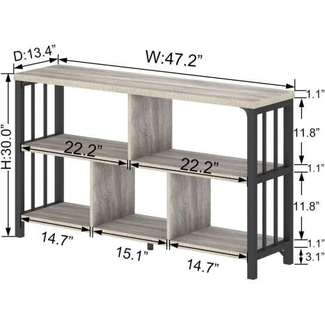 IBF Industrial Horizontal Bookshelf , Low Wide Cubby Bookcase