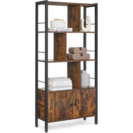 Industrial Bookshelf with Doors - VASAGLE Large Bookcase