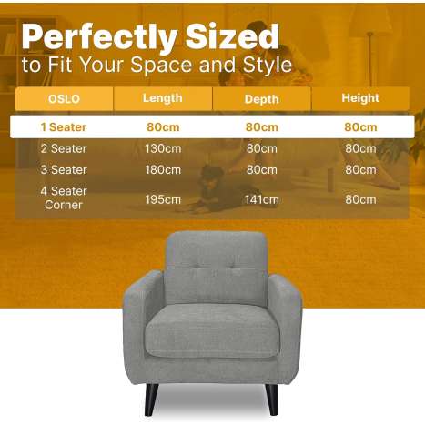 WeDoSofas Chenille 1 Seater Sofa - Light Grey Armchair