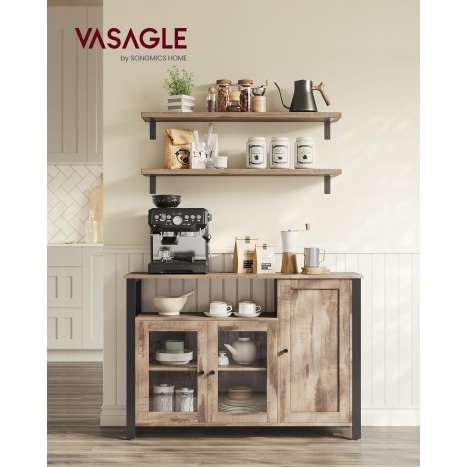 VASAGLE Industrial Storage Cabinet Buffet Table with 3 Doors