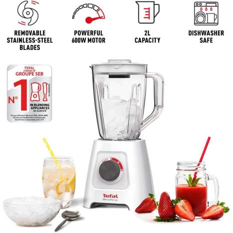 Tefal Blendforce 2 Litre Blender - 600W Smoothie & Ice Crush Blender