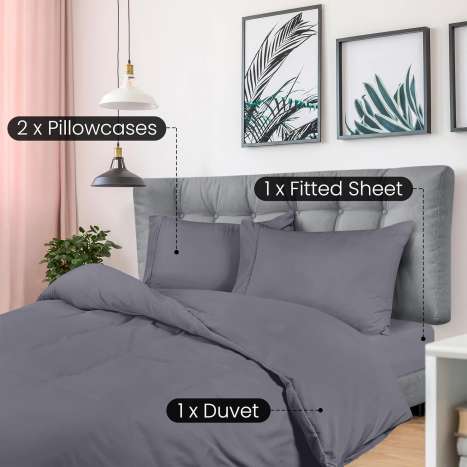 Utopia Bedding Double Grey Microfiber 4-Piece Bedding Set