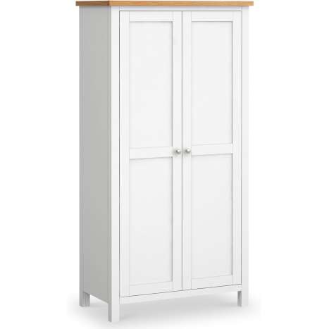 White Kitchen Larder Cabinet with Oak Top & Wine Rack