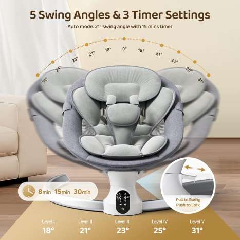 Ixdregan Electric Baby Swing: 5 Speeds, Bluetooth Music, Remote Control