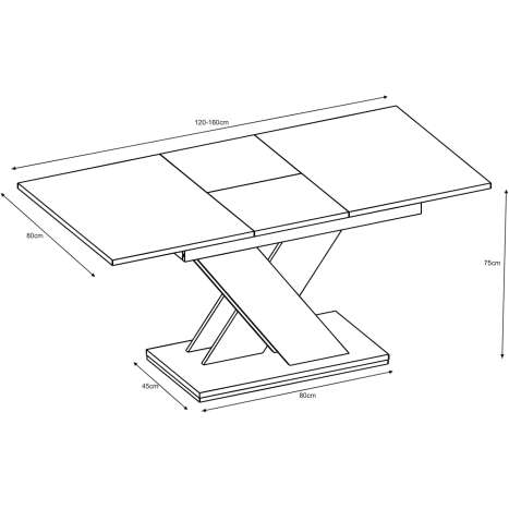 Furneo Extendable White Marble Dining Table 120-160cm