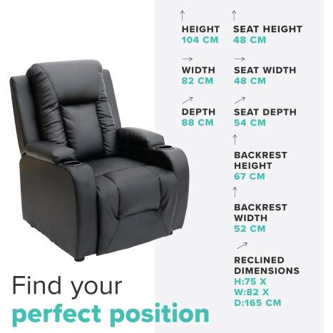 More4Homes OSCAR Bonded Leather Pushback Recliner with Drink Holders