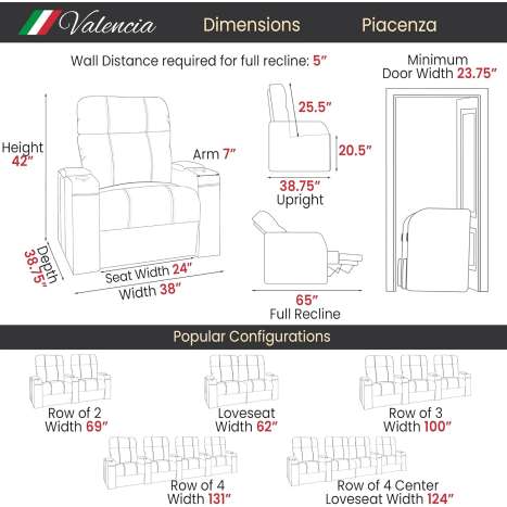 Valencia Piacenza Premium Leather Home Theater Loveseat with Power Recline