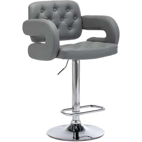 Swivel Bar Stools Kitchen Breakfast Faux Leather - Light Grey