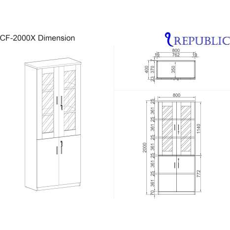 Grey Oak Bookcase - 2000mm Tall Office Storage Cabinet