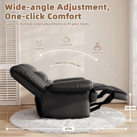 Hamlody PU Leather Recliner Chair with Adjustable Backrest