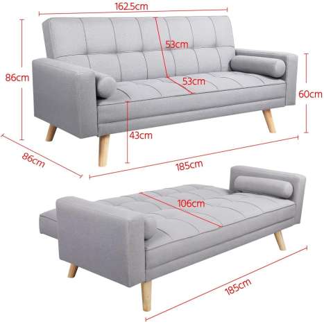 Yaheetech 3 Seater Fabric Sofa Bed with Adjustable Recliner