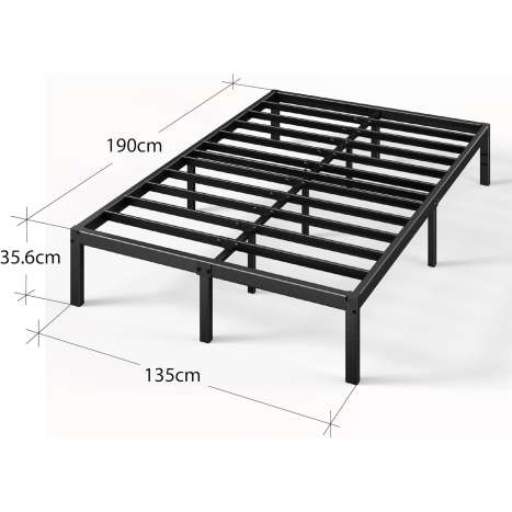Zinus Elias Double Metal Bed Frame with Underbed Storage & Steel Slats - Black