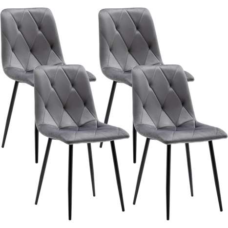 Artist Hand Velvet Dining Chairs Set of 4, Gray Upholstered Metal Leg Chairs