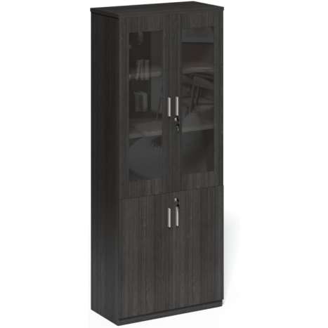 Grey Oak Bookcase - 2000mm Tall Office Storage Cabinet