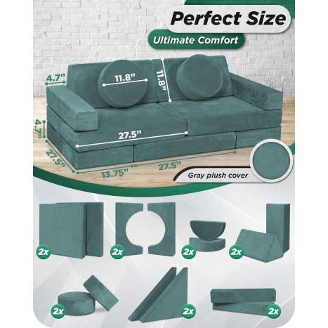 Lunix LX15 Kids Play Couch - Modular Foam Sofa & Building Blocks