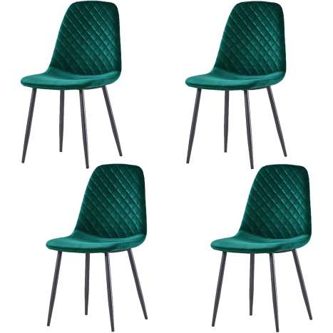 AINPECCA Velvet Dining Chairs Set of 4, Green Upholstered Fabric with Metal Legs