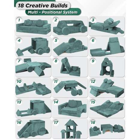 Lunix LX15 Kids Play Couch - Modular Foam Sofa & Building Blocks